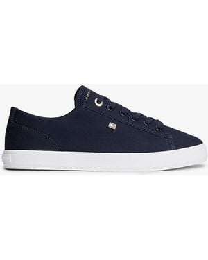 Tommy Hilfiger Enamel Flag Canvas Trainers - Blue