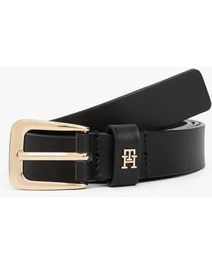 Tommy Hilfiger Th Monogram Leather Belt - Black