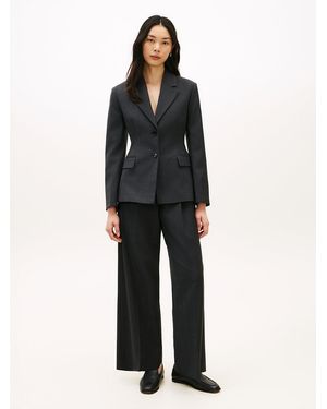 Tommy Hilfiger Wool Blend Check Wide Leg Trousers - Black