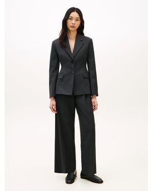 Tommy Hilfiger Wool Blend Check Wide Leg Trousers - Black