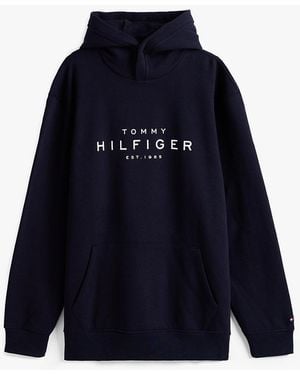 Tommy Hilfiger Plus Snap-button Logo Hoody - Blue