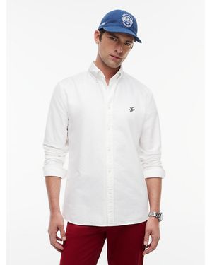 Tommy Hilfiger Heritage Regular Fit Logo Embroidery Oxford Shirt - White