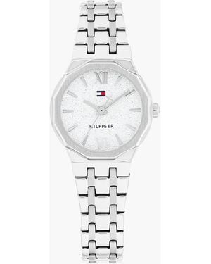 Tommy Hilfiger Stainless Steel Frosted Dial Chain-Link Watch - White