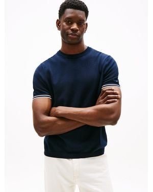 Tommy Hilfiger Smart Casual Tipped Cuff T-shirt - Blue