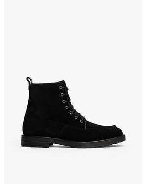 Tommy Hilfiger Suède Boots Met Profielzool En Moccasin-Neus - Zwart