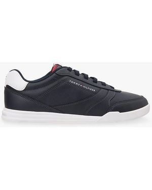 Tommy Hilfiger Contrast Heel Trainers With Leather - Blue