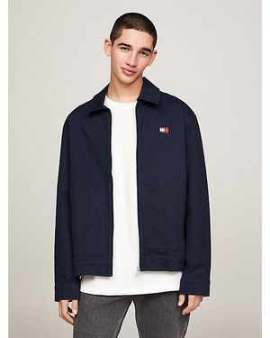 Tommy Hilfiger Regular Truckerjack Met Rits En Logo - Blauw
