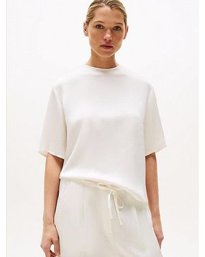 Tommy Hilfiger Relaxed Fit Satin-T-Shirt - Weiß