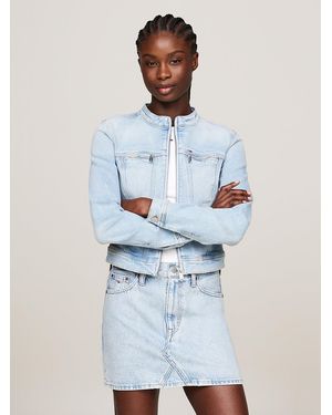 Tommy Hilfiger Faded Denim Skinny Biker Jacket - Blue