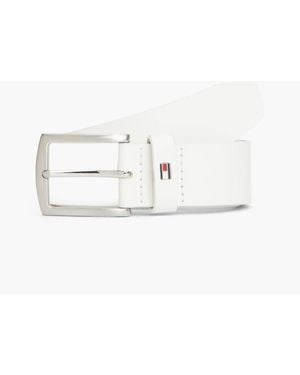 Tommy Hilfiger Denton Flag Keeper Leather Belt - White