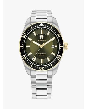 Tommy Hilfiger Reloj Con Esfera Verde Y Monograma Th - Metálico