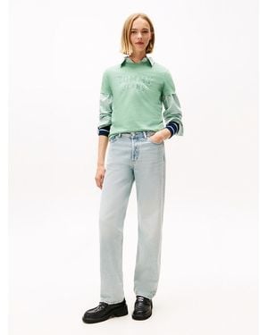 Tommy Hilfiger Mid Rise Slim Straight Leg Jeans - Green