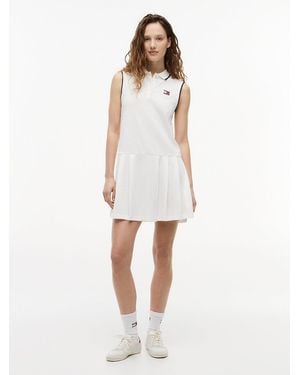 Tommy Hilfiger Tommy Badge Pique Mini Polo Dress - White