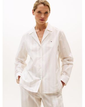 Tommy Hilfiger Essential Relaxed Stripe Poplin Pyjama Shirt - Natural