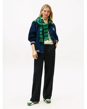 Tommy Hilfiger Timeless Wool Blend Wide Leg Trousers - Green