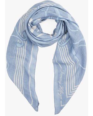 Tommy Hilfiger Pure Linen Th Monogram Square Scarf - Blue