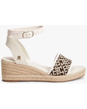 Tommy Hilfiger Logo Plaque Jacquard Wedge Heel Espadrilles - Natural