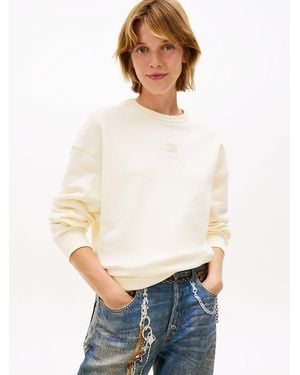 Tommy Hilfiger Tommy Badge Boxy Fleece Sweatshirt - White