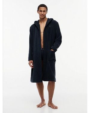 Tommy Hilfiger Pure Cotton Hooded Bathrobe - Blue