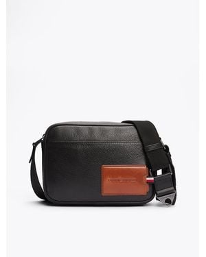 Tommy Hilfiger Pebble Grain Leather Reporter Bag - Black