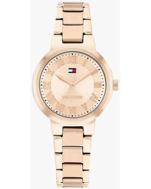 Tommy Hilfiger Carnation-Plated Chain-Link Watch - White