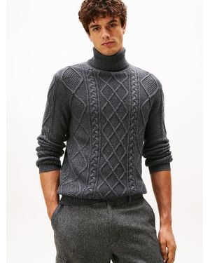 Tommy Hilfiger Smart Casual Cable Knit Jumper With Cashmere - Grey