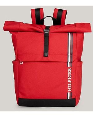 Tommy Hilfiger Hilfiger Monotype Logo-Rucksack Mit Rolltop - Rot