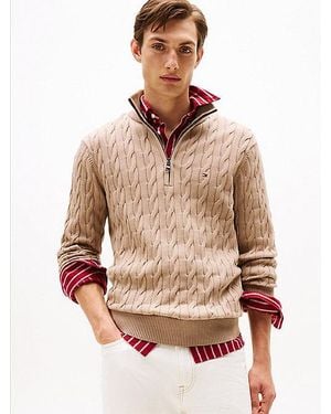 Tommy Hilfiger Jersey De Punto Trenzado Con Media Cremallera - Multicolor