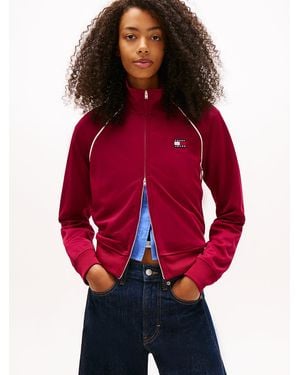 Tommy Hilfiger Tommy Badge Interlock Knit Track Jacket - Red