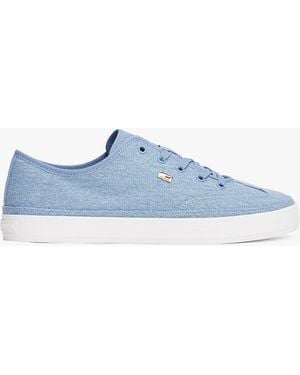 Tommy Hilfiger Enamel Flag Canvas Trainers - Blue