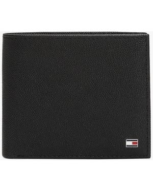 Tommy Hilfiger Enamel Flag Leather Bifold Wallet - Black
