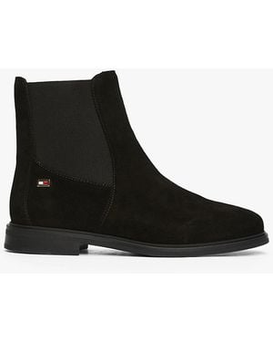 Tommy Hilfiger Suede Enamel Flag Chelsea Boots - Black