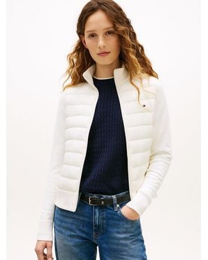 Tommy Hilfiger Lightweight Mixed Knit Padded Jacket - Natural