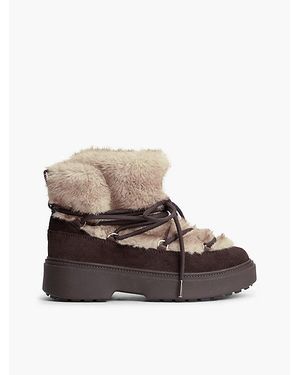 Tommy Hilfiger Faux Fur Water Resistant Suede Snow Boots - Brown