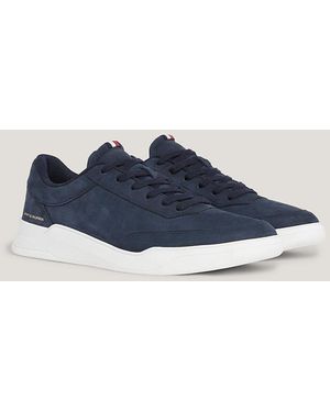 Tommy Hilfiger Elevated Nubuck Leather Cupsole Trainers - Blue