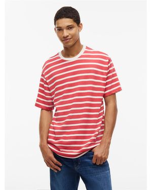 Tommy Hilfiger Logo Label Stripe Relaxed Jersey T-Shirt - White