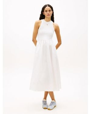Tommy Hilfiger Slim Poplin Tank Top Maxi Dress - White