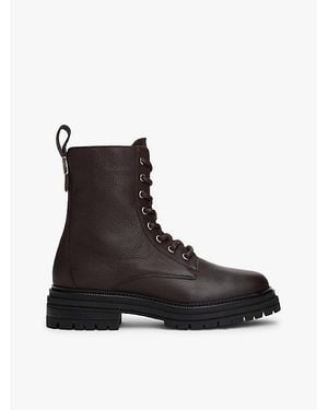 Tommy Hilfiger Chunky Laars Van Gegranuleerd Leer - Zwart