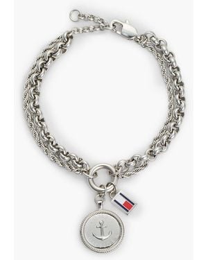 Tommy Hilfiger Stainless Steel Double Chain Nautical Charm Bracelet - White