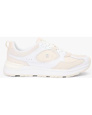 Tommy Hilfiger Th Monogram Leather Mixed Texture Trainers - Natural