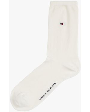 Tommy Hilfiger 1-pack Flag Embroidery Socks With Silk - White