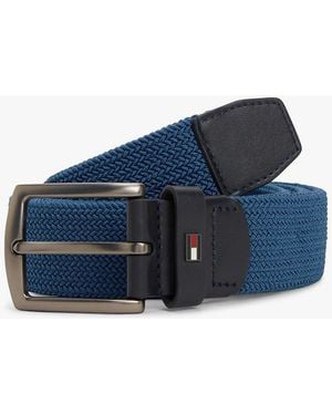 Tommy Hilfiger Denton Braided Webbing Elastic Belt - Blue