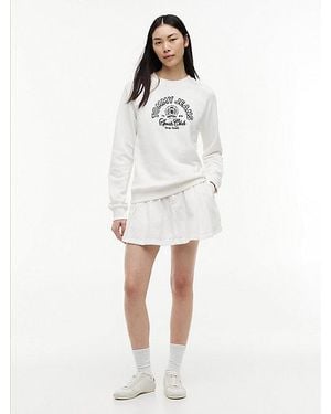 Tommy Hilfiger Minifalda Evasé Plisada De Sarga - Blanco