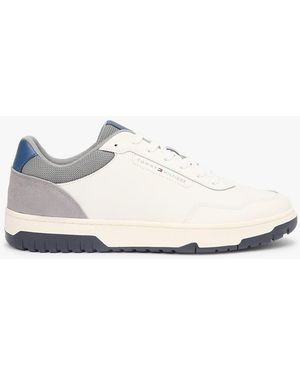 Tommy Hilfiger Mixed Texture Basketball Trainers With Leather - White