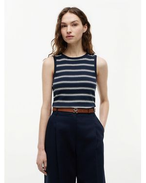Tommy Hilfiger Stripe Slim Crew Neck Tank Top - Blue