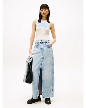 Tommy Hilfiger Claire Straight Denim Maxirok - Blauw