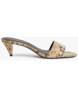 Tommy Hilfiger Print Leather Heeled Mules - Multicolour