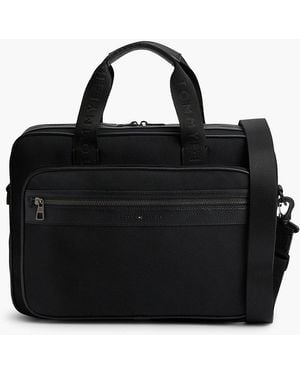 Tommy Hilfiger Logo Mixed Texture Crossbody Laptop Bag - Black