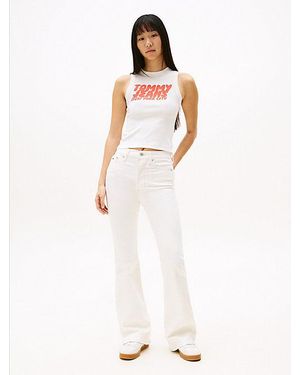 Tommy Hilfiger Vaqueros Sylvia Acampanados Con Efecto Desgastado - Blanco