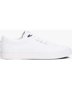 Tommy Hilfiger Logo Lace-up Trainers With Leather - White